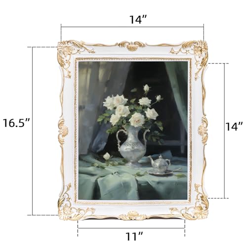 Vintage 8x10 Picture Frame with Glass Front, Antique Retro Photo Frame for Wall or Tabletop, Silver N745