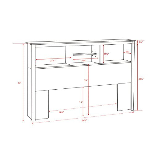 Prepac King Bookcase Headboard, Black A905