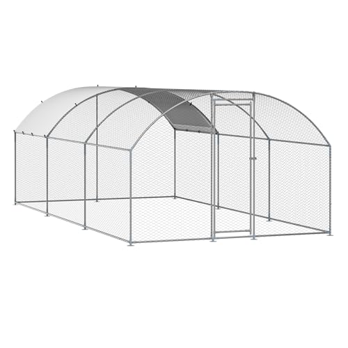 VEVOR Large Metal Chicken Coop with Run, Walk-in Outdoor Poultry Pen W388