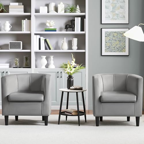 Yaheetech Velvet Accent Chair, Modern Upholstered Barrel Chair, Olive Green J55628