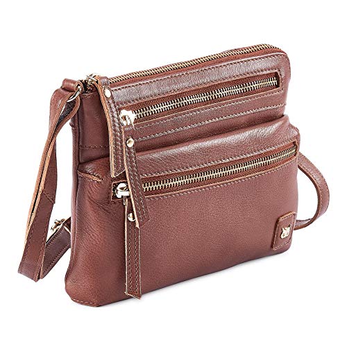 Wise Owl Accessories Small Crossbody Sling Bag Real Leather Purse for Women Crossover Trendy Shoulder Handbag