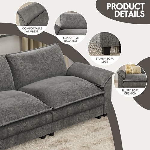 Homall 119" Modular Sectional Sofa with Reversible Ottoman, Light Grey V97154