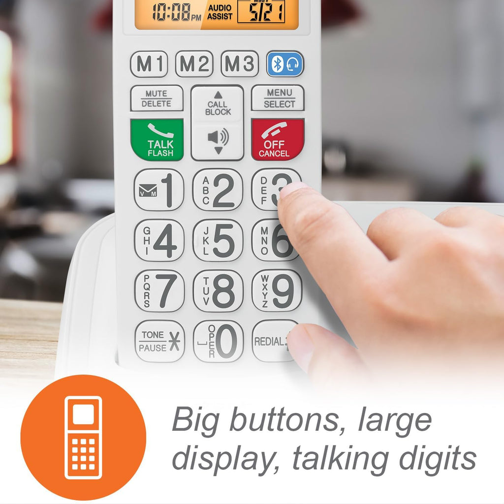 VTech SN5147 Amplified Corded/Cordless Senior Phone with Answering Machine, White S4256