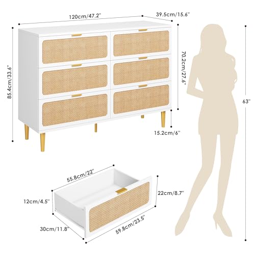 Rattan 5 Drawer Tall Dresser for Bedroom, Black V99880