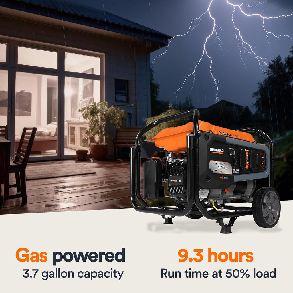 Generac 7678 GP3600 3600-Watt Portable Generator, CARB Compliant, Orange/Black X608276