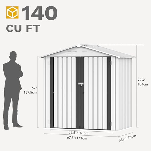 DWVO 6x4ft Metal Storage Shed for Outdoors, Dark Gray T6985
