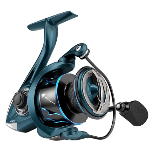 KastKing MegaJaws Spinning Fishing Reel - Up to 39.5LBS Max Drag, Lightweight Yet Powerful NyliPlex, 6.2:1/5.2:1 Gear Ratio, 10+1 Stainless BB for Saltwater or Freshwater, Aerodynamic Reel Rotor