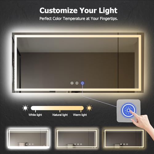 YOLEO 40x36 LED Bathroom Mirror with Front and Backlit, Anti-Fog, Dimmable N615