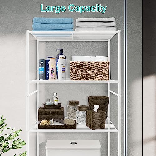 Over The Toilet Storage, 3-Tier Bathroom Organizer Shelf, White C4056