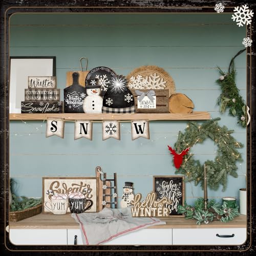 Nuogo 24 Pcs Christmas Tiered Tray Decorations Set with 2 Tier Stand C248