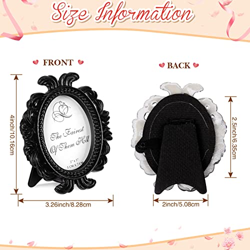 Vicenpal 20 Pieces Vintage Resin Picture Frames Antique Photo Frame Baroque Oval Mini Frame Table Top Display Black K3894