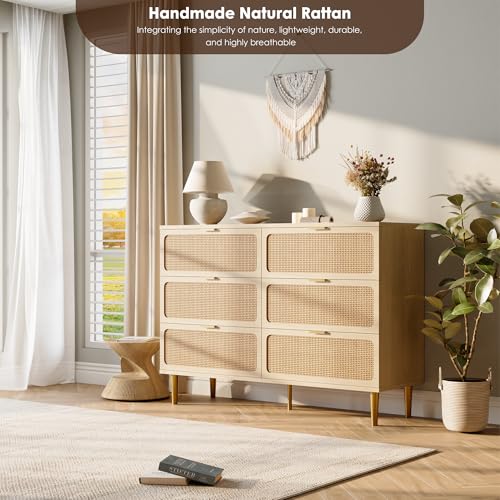 Rattan 5 Drawer Tall Dresser for Bedroom, Black V99880