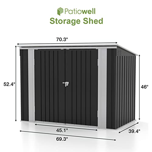 Patiowell 3 x 3 FT Outdoor Storage Shed with Sloping Roof, Grey F27529