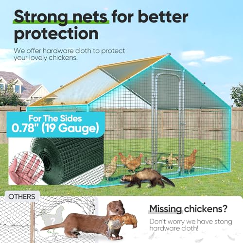 Quictent Large Metal Chicken Coop Run with Roosting Perch for 20+ Poultry, Outdoor Walk-in Hen House, 12x9x6.6FT N28773