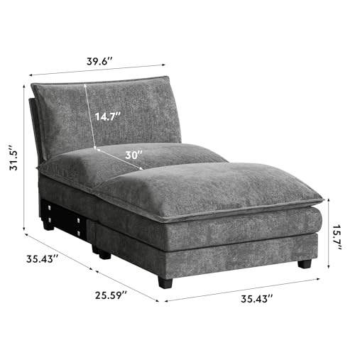 Homall 119" Modular Sectional Sofa with Reversible Ottoman, Light Grey V97154