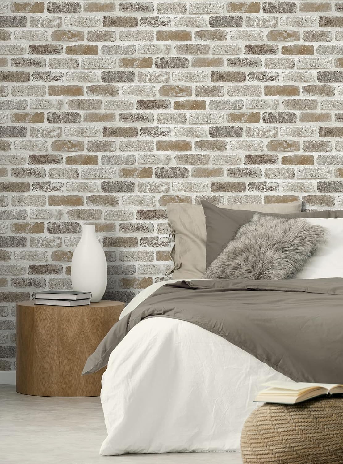 NextWall Washed Faux Brick Peel and Stick Wallpaper Q1139