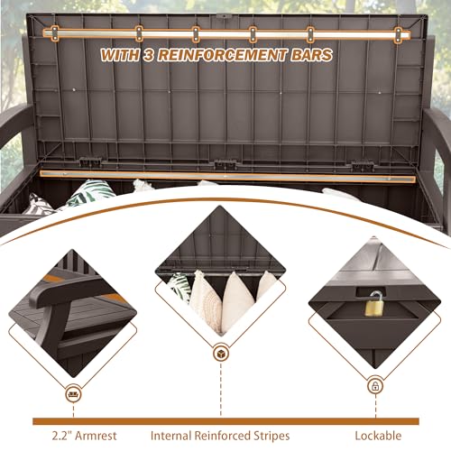 Devoko 80 Gallon Lockable Storage Bench Deck Box for Patio, Black Z966662