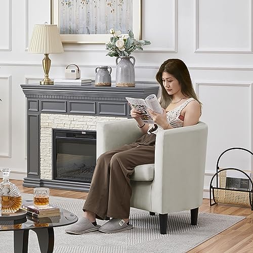 Yaheetech Velvet Accent Chair, Modern Upholstered Barrel Chair, Olive Green J55628
