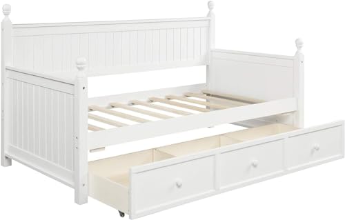 Twin Daybed with Storage Drawers Wood Frame, Gray V483