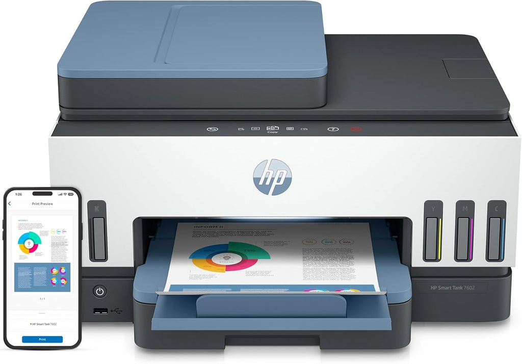 HP Smart Tank 7602 Wireless All-in-One Ink Tank Printer with 2 Years of Ink Included H750