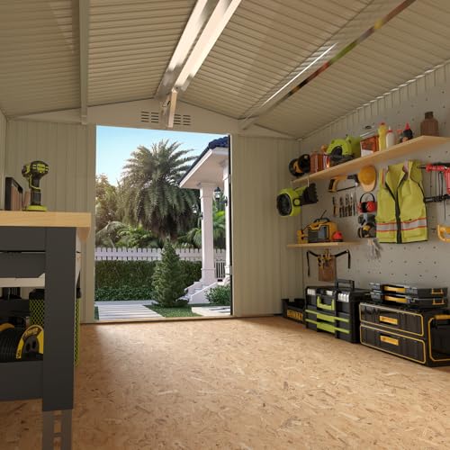 Metal Storage Shed 10x12 Outdoor Building with Lockable Doors T60989