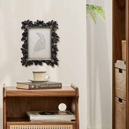 Vintage Picture Frame 8x10 Antique Black Ornate for Tabletop and Wall U180