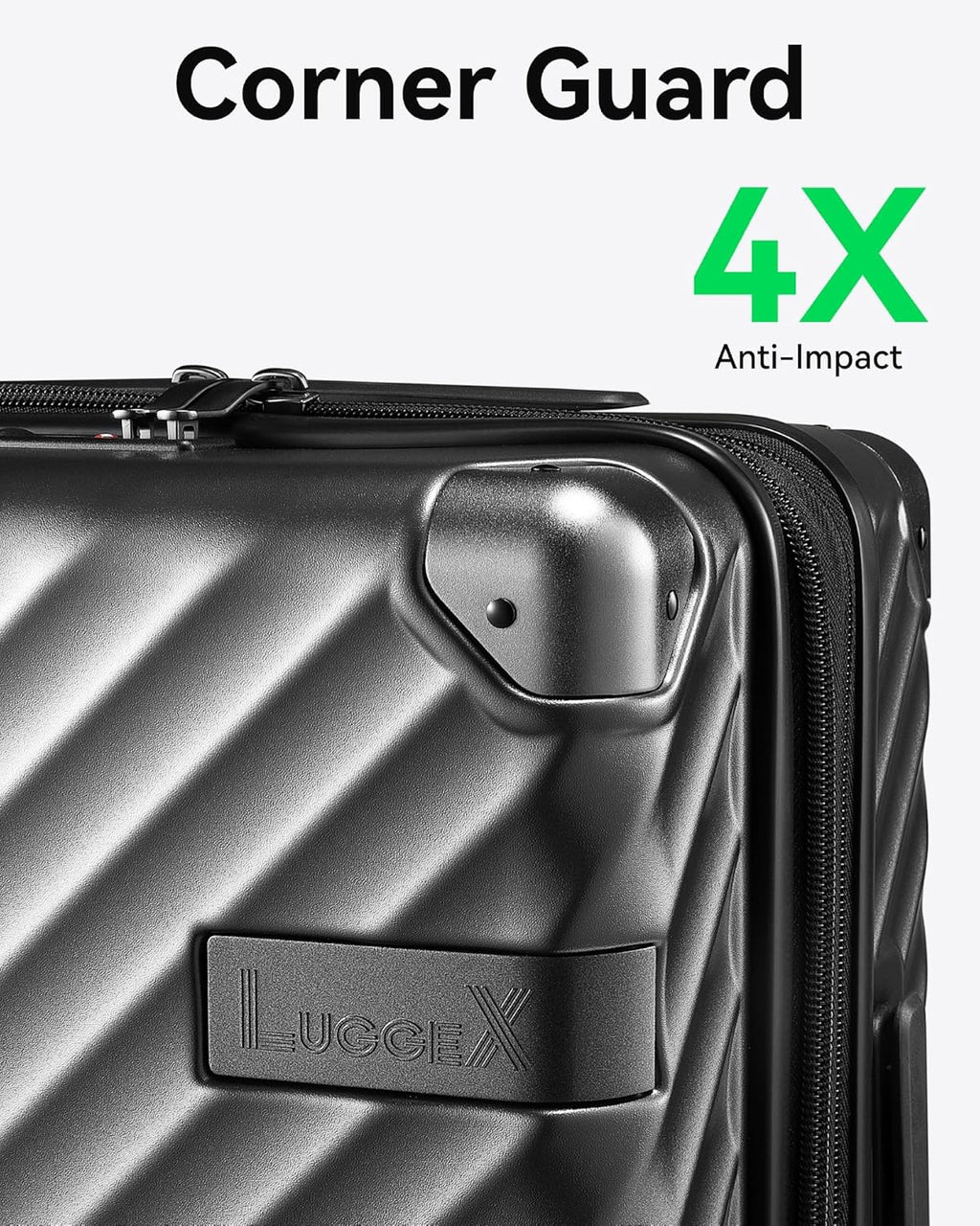 LUGGEX Carry On Luggage Set 2 Piece Polycarbonate Hard Suitcases with Wheels Black P563