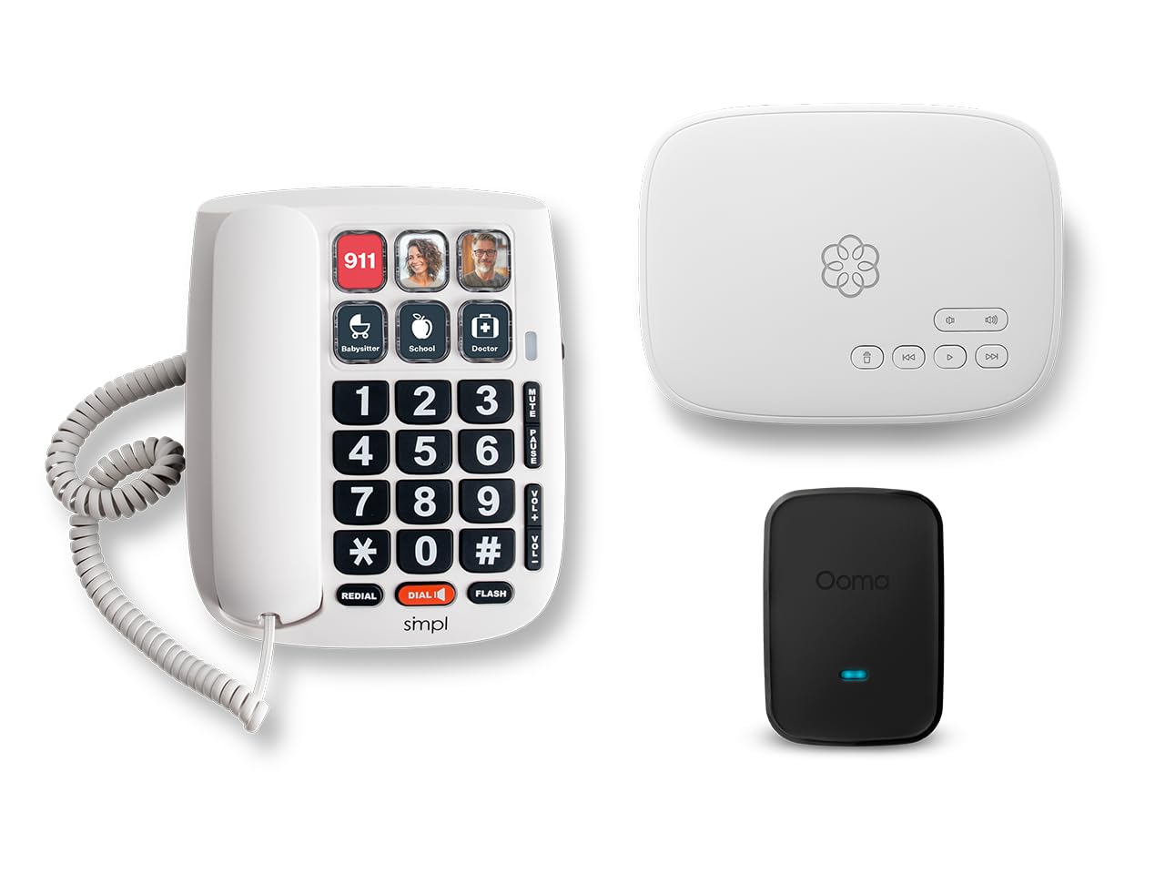 Ooma Family Internet Home Phone Service Bundle with Premier Service Plan. Includes Address-Based 911 and Text alerts, Unlimited Nationwide Calling, Call Blocking, Mobile app and Large Photo Buttons.