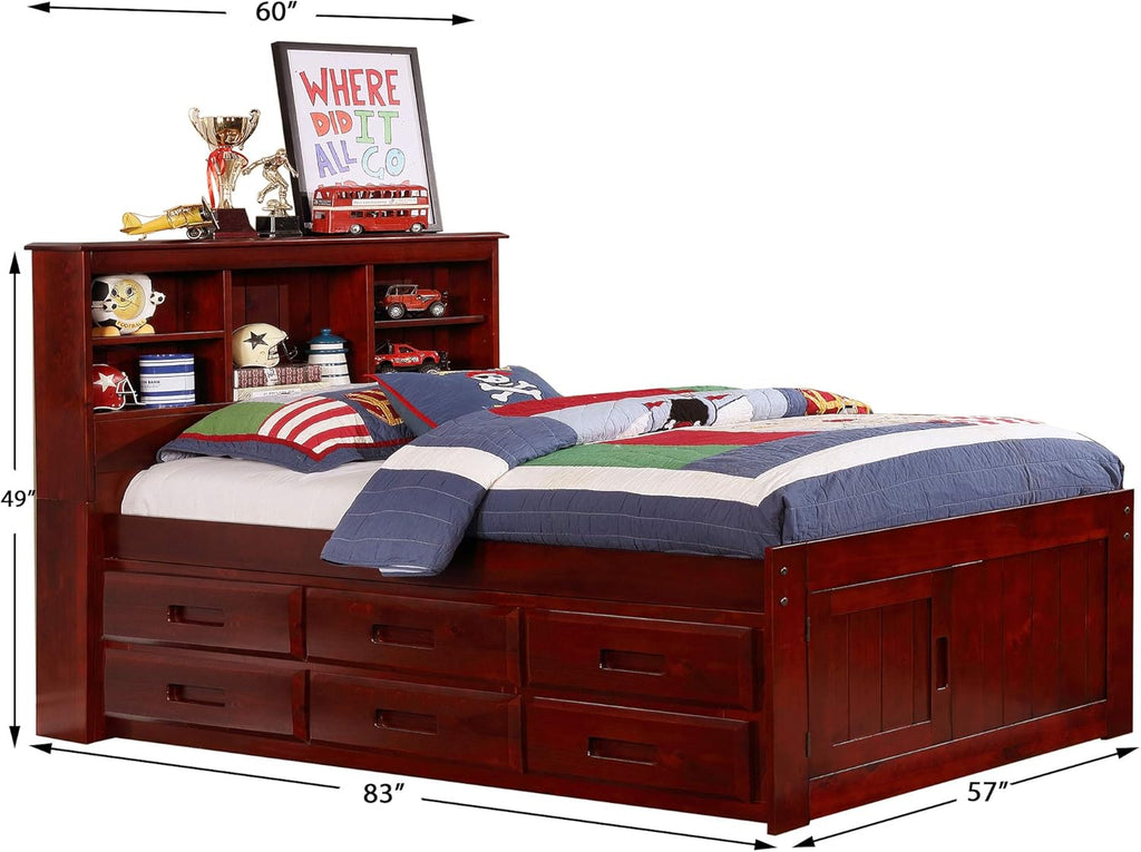 Discovery World Furniture Full Bookcase Bed with 6 Drawers Merlot D74380