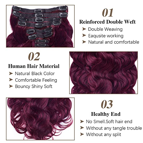 Chocolate Brown to Caramel Blonde Body Wave Clip in Hair Extensions 16 Inch Real Human Hair R9762