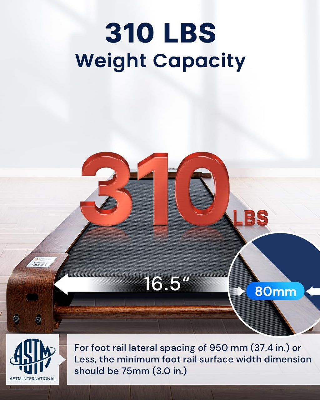 Under Desk Treadmill Wood Walking Pad with Remote Control P8307