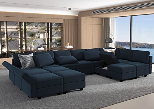 Belffin Oversized Modular Sectional Sofa with Double Chaises and Storage F17277