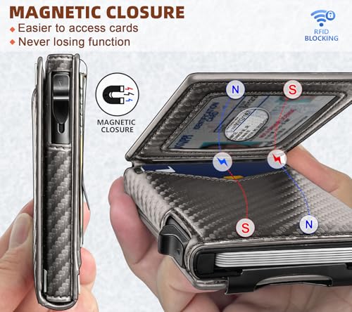 BULLIANT Men Wallet Money Clip Slim Metal Credit Card Case Magnetic Leather J56690