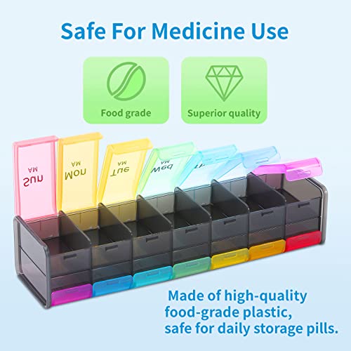 Extra Large Weekly Pill Organizer 2 Times a Day, AM PM 7 Day Jumbo Pill Box O44444