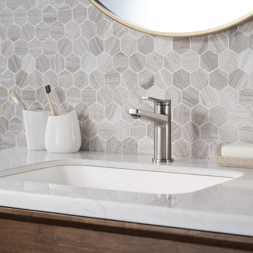 KRAUS Indy Single Handle Basin Bathroom Faucet, Spot Free Stainless Steel T51908
