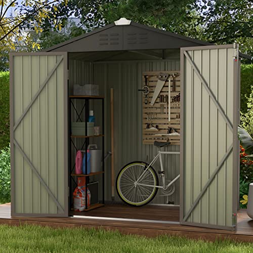 Patiowell 5x3 FT Outdoor Storage Shed with Sloping Roof and Lockable Door, Brown L4971