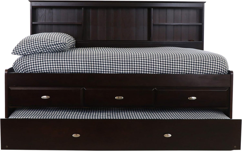 Discovery World Furniture Full Bookcase Daybed with 3 Drawers & Trundle Espresso J3821