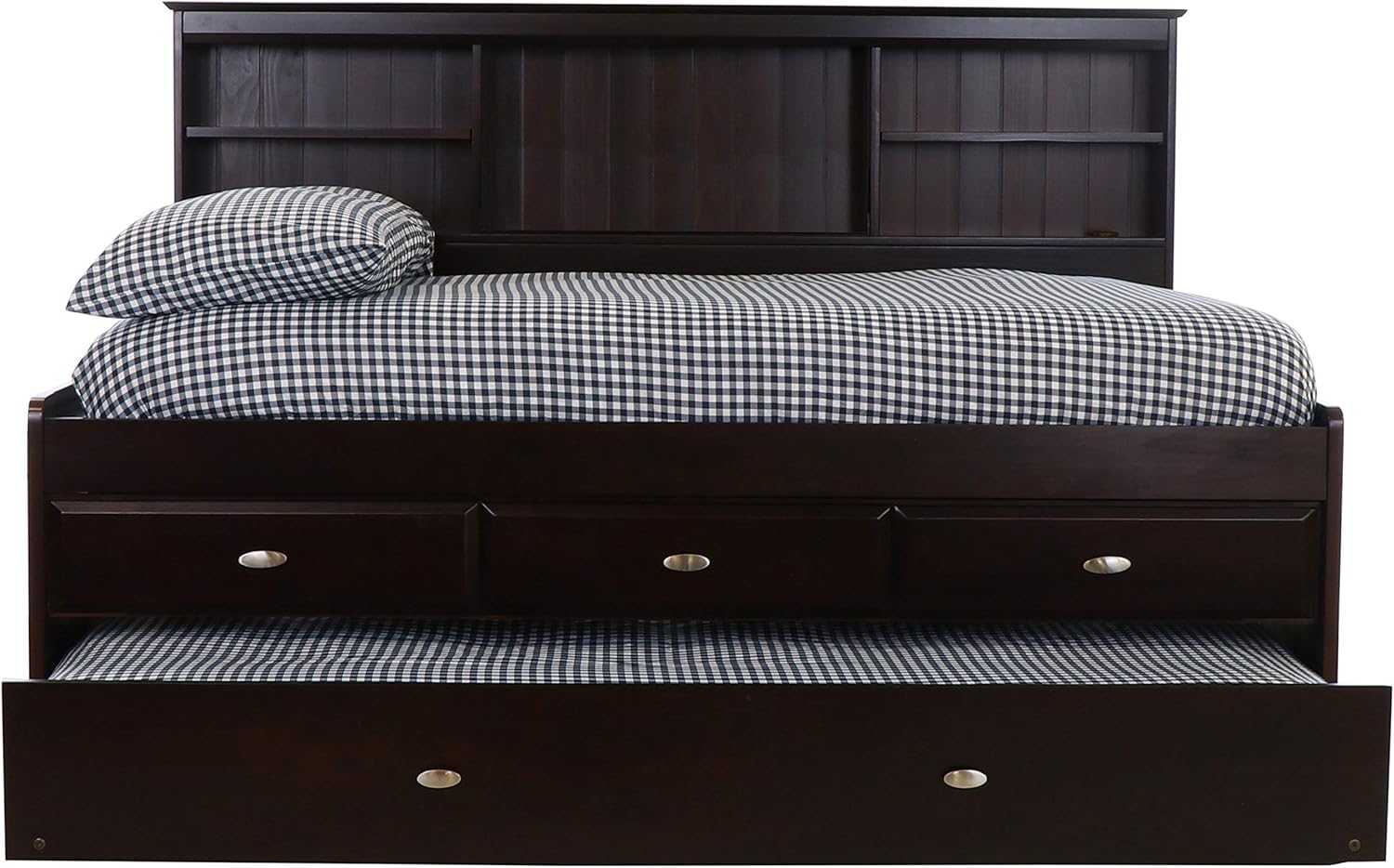 Discovery World Furniture Full Bookcase Daybed with 3 Drawers & Trundle Espresso J3821