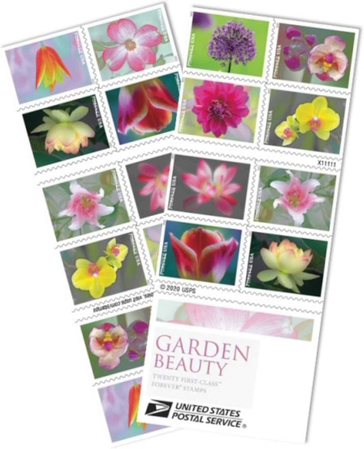USPS Garden Beauty Forever Postage Stamps Book of 20 self-stick First Class Wedding Celebration Anniversary Flower Party (20 Stamps)