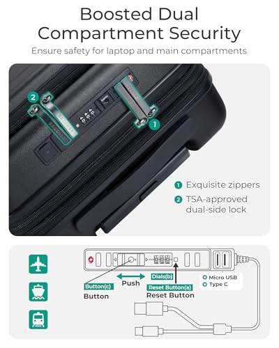 BAGSMART Expandable Carry On Luggage 20" with Spinner Wheels, TSA Lock, White D640894