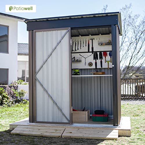Patiowell 5x3 FT Outdoor Storage Shed with Sloping Roof and Lockable Door, Brown L4971