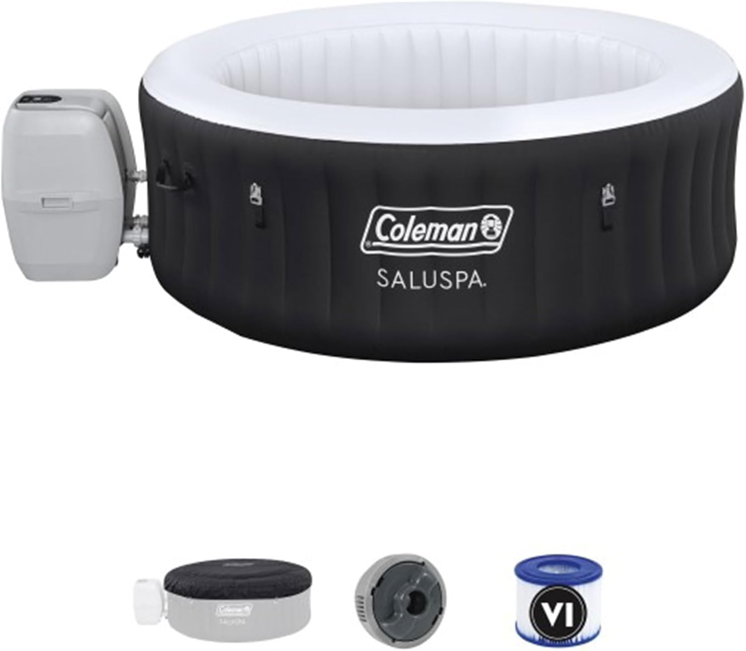 Coleman 4 Person Inflatable Portable Hot Tub with 60 Air Jets, Black N51602