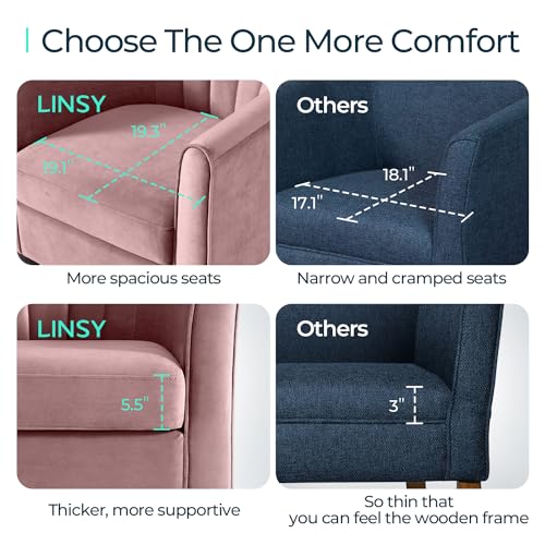 LINSY Accent Chair with Ottoman, Velvet, Olive Green C653