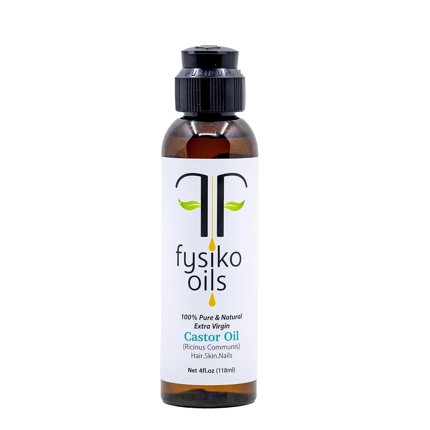 Fysiko Castor Oil 100% Pure Cold Pressed Extra Virgin for Hair Skin & Nails 4 oz H991996
