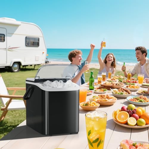 OLIXIS Nugget Ice Maker Machine, Countertop Portable with Basket and Scoop, White W12772