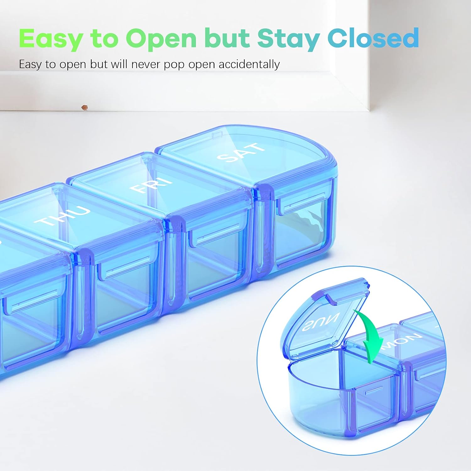 Extra Large Pill Organizer 2 Pack, Weekly Pill Case, BPA Free (Blue+Green) F462887