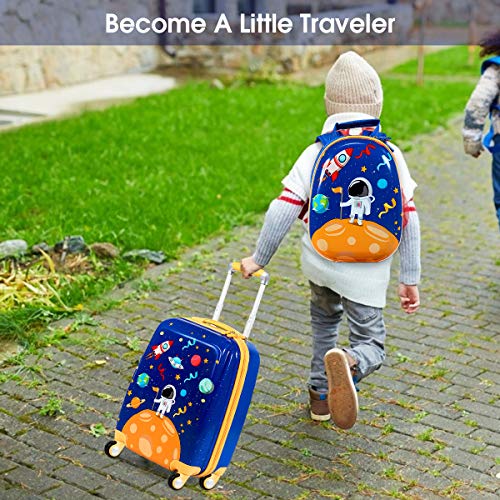 GYMAX 2Pc Kids Luggage Set with 4 Spinner Wheels I70757