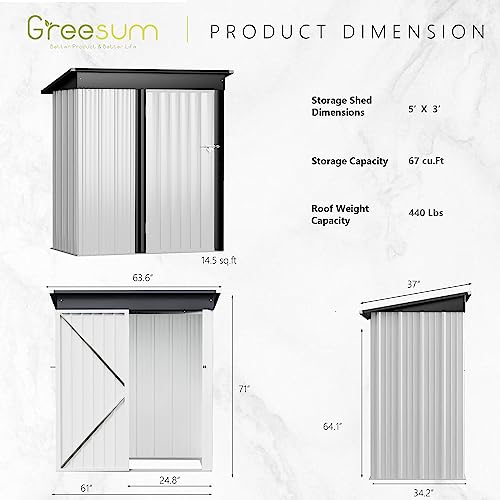 Greesum Outdoor Storage Shed 6 x 8 ft Metal Garden Utility Tool Shed with Lock, Brown U409