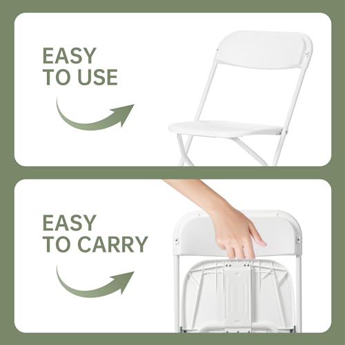 Plastic Folding Chair 10-Pack, Portable Commercial, 450 lb Capacity, White R613