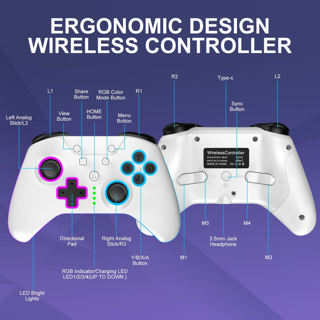 Xbox One Controller Wireless with RGB LED Light for Xbox Series X/S A431